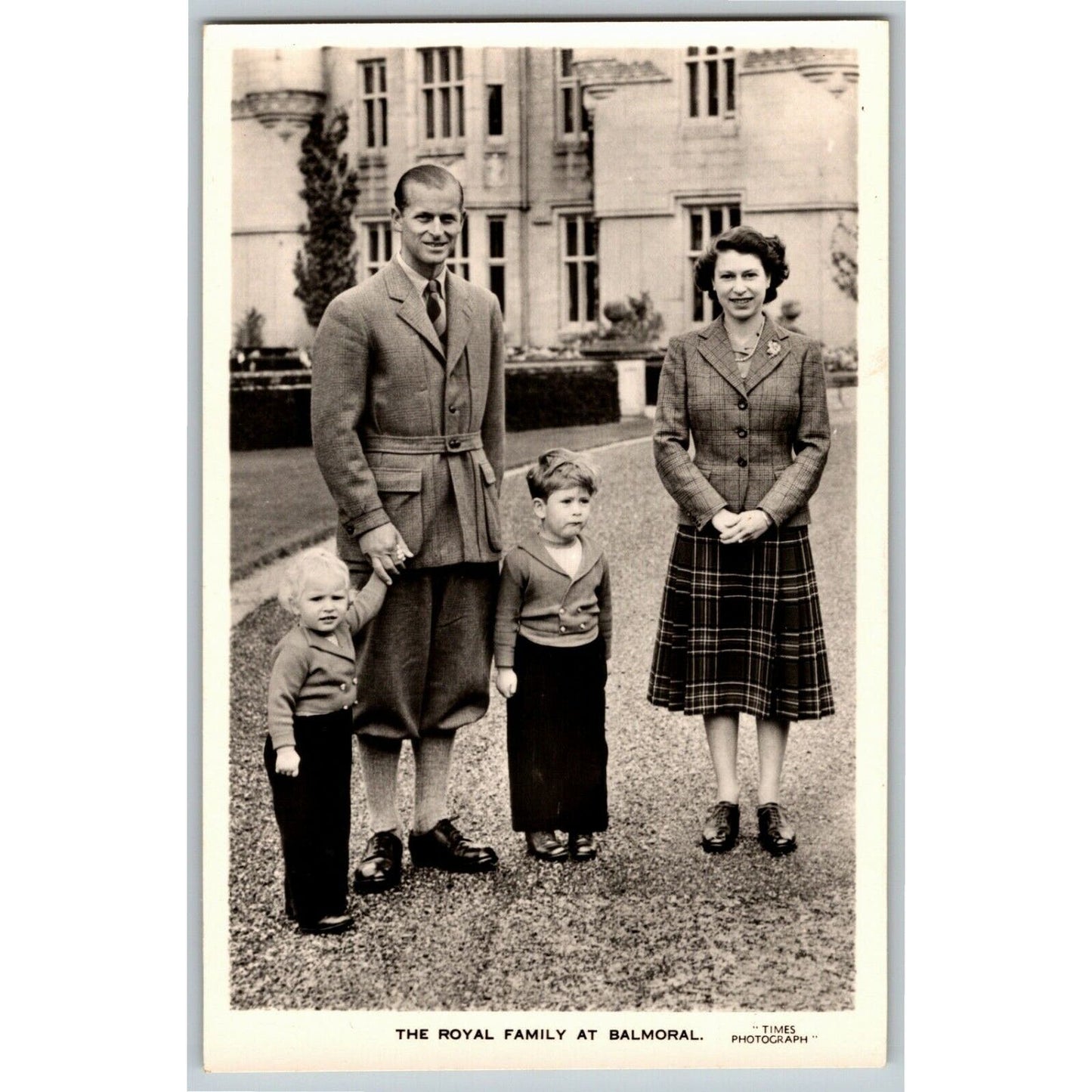 c1950's "The Royal Family at Balmoral" Queen Elizabeth PPC Postcard - Unposted