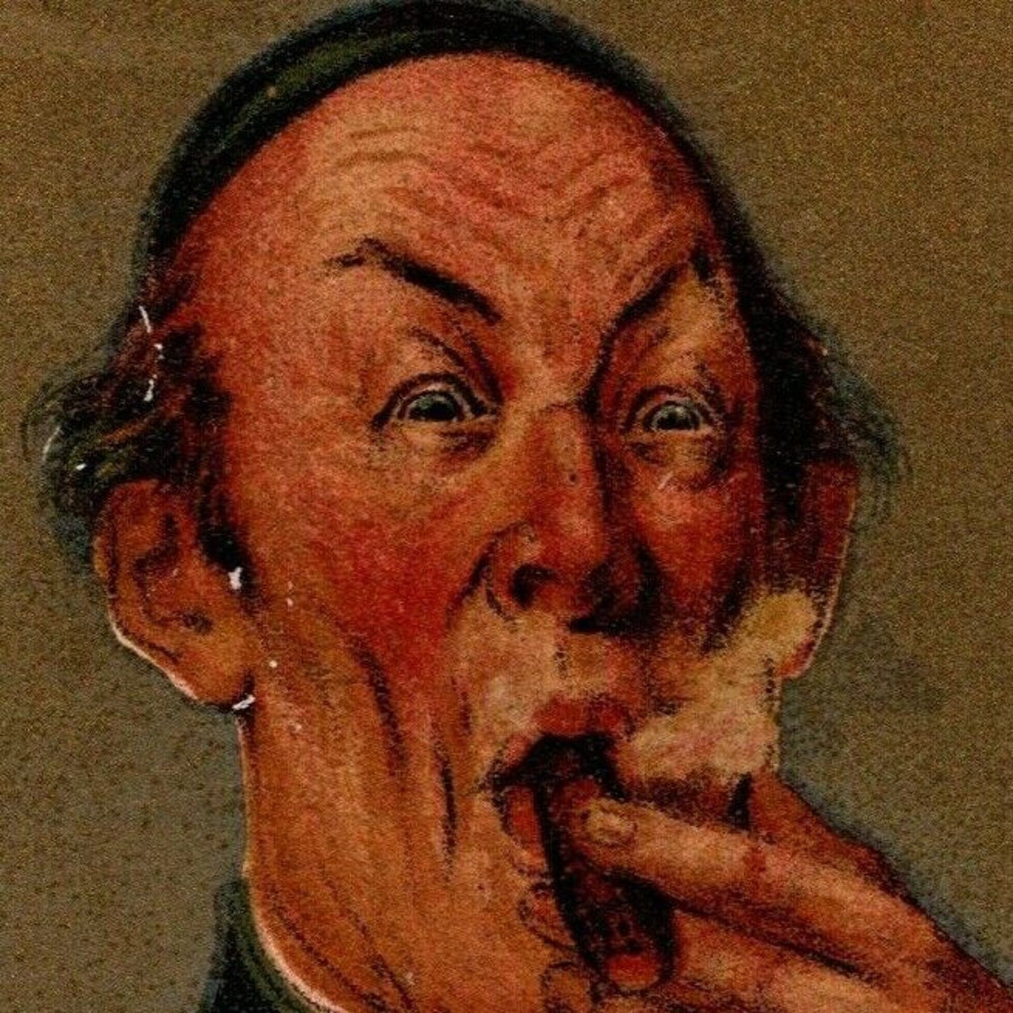 Victorian Trade Card - Atlantic & Pacific Tea - Old Man Lighting Cigar w/ Match