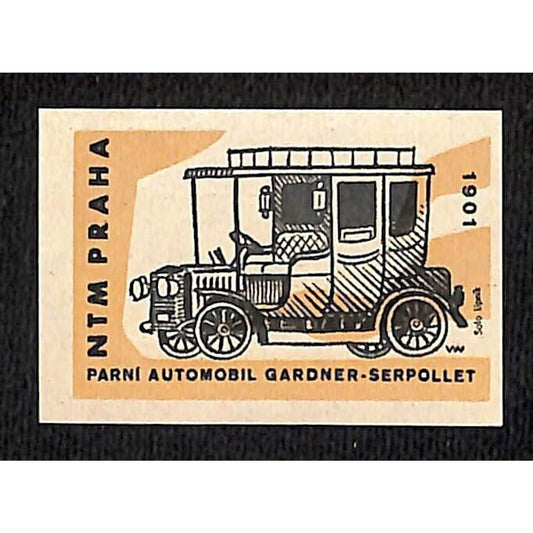 VTG Matchbox Label National Technical Museum Prague Gardner-Serf Steam Car c1960