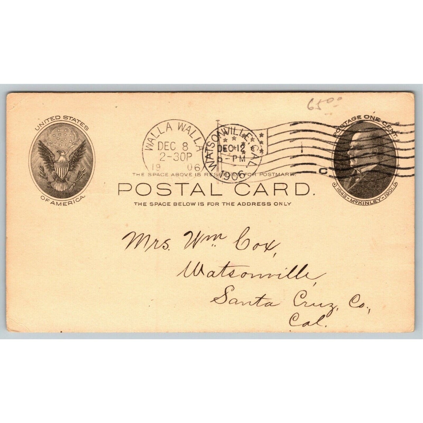 Scarce Postcard Postal Card J.A. Folger Golden Gate Baking Powder 1906