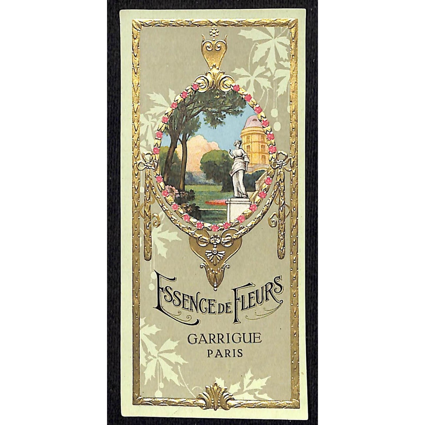Essence de Fleurs Garrigue Paris French Paper Label NOS Gilt & Embossing