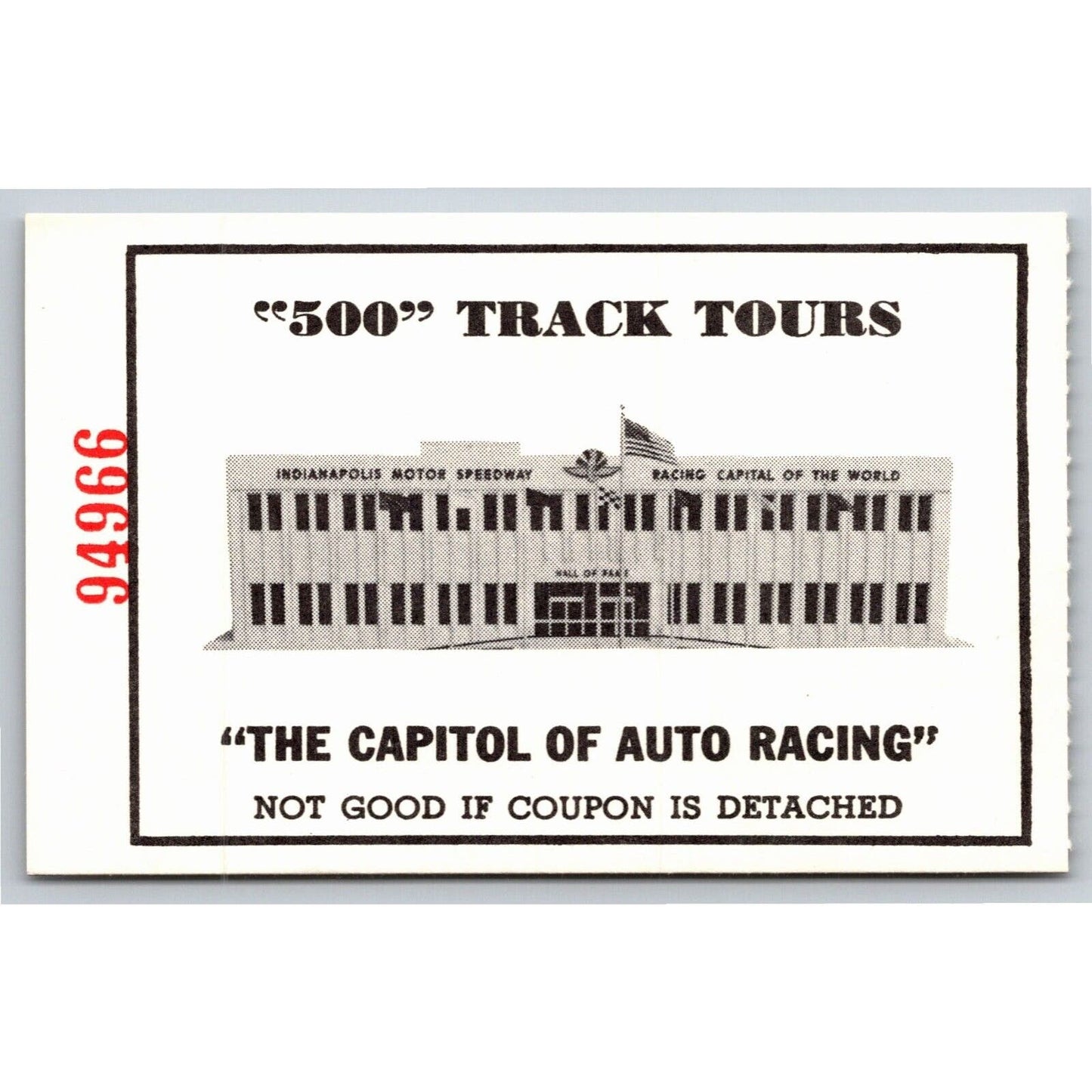 c1980's Indy 500 HOF Museum Track Tour Comp Ticket Stub Indianapolis #94966
