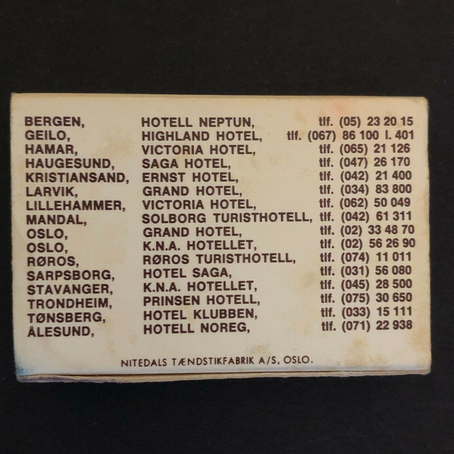 c1980's-90's Wooden Matchboxes / Matchbooks - "Inter Nor Hotels" Oslo, Norway