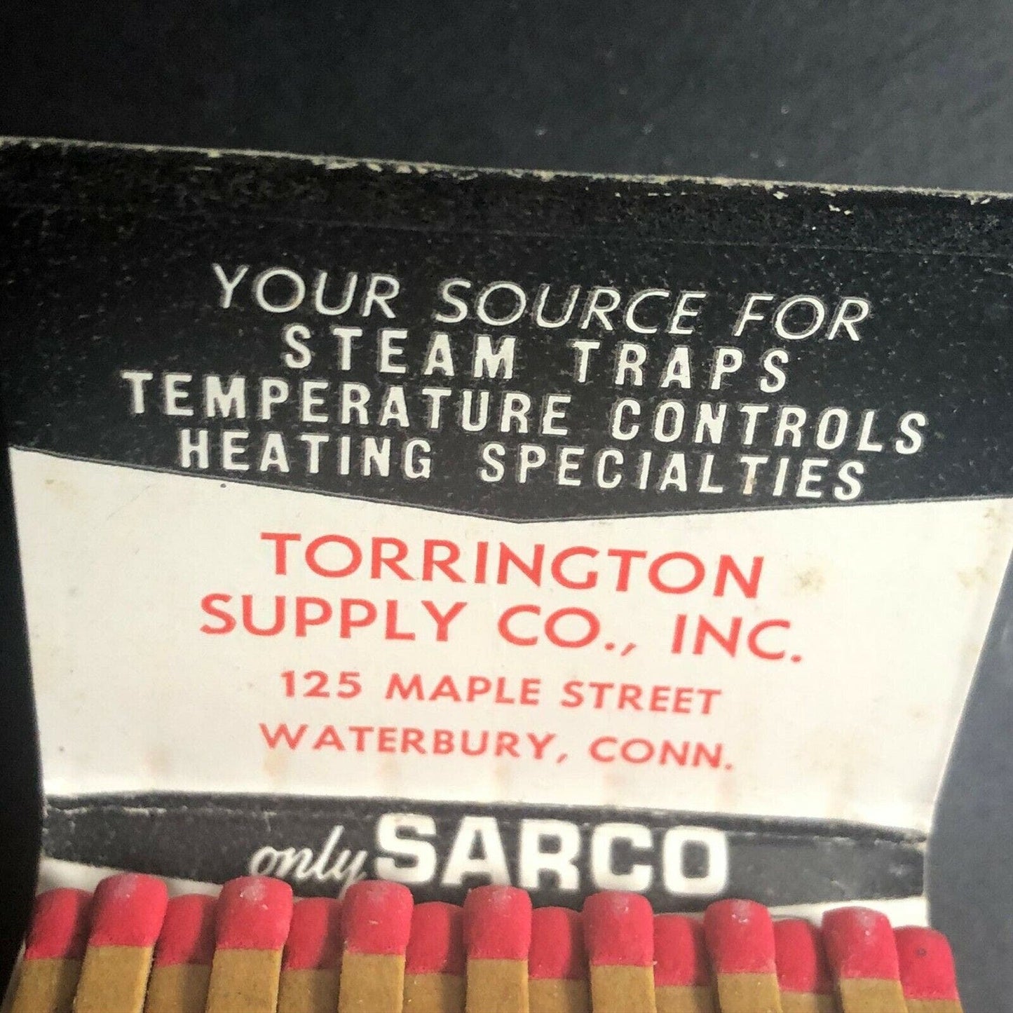 Scarce 60's-70's Full Matchbook "Sarco Steam Traps" Waterbury, CT