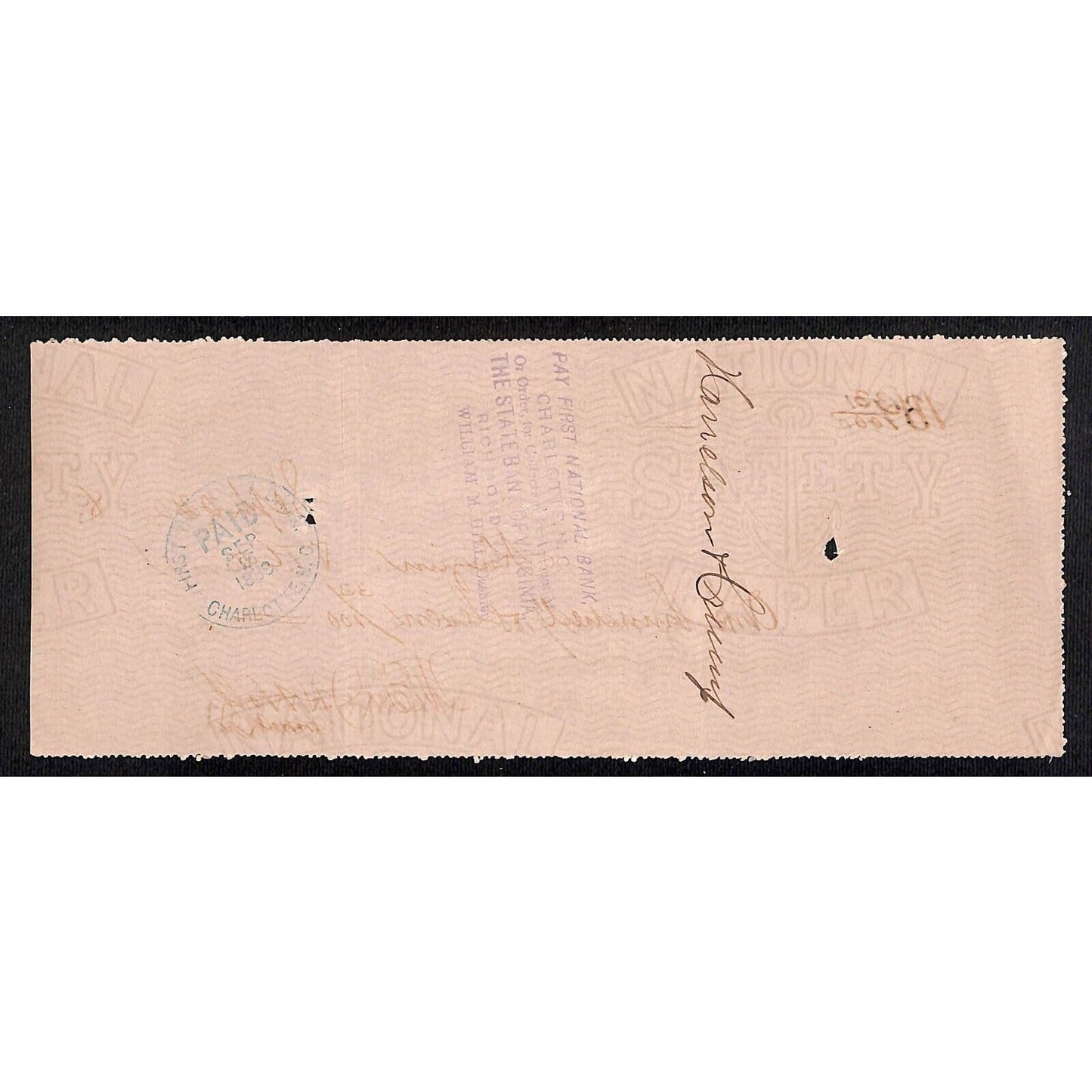 Burlington, NC Glencoe Cotton Mills 1888 $39.01 Bank Check w/ Vignette Scarce