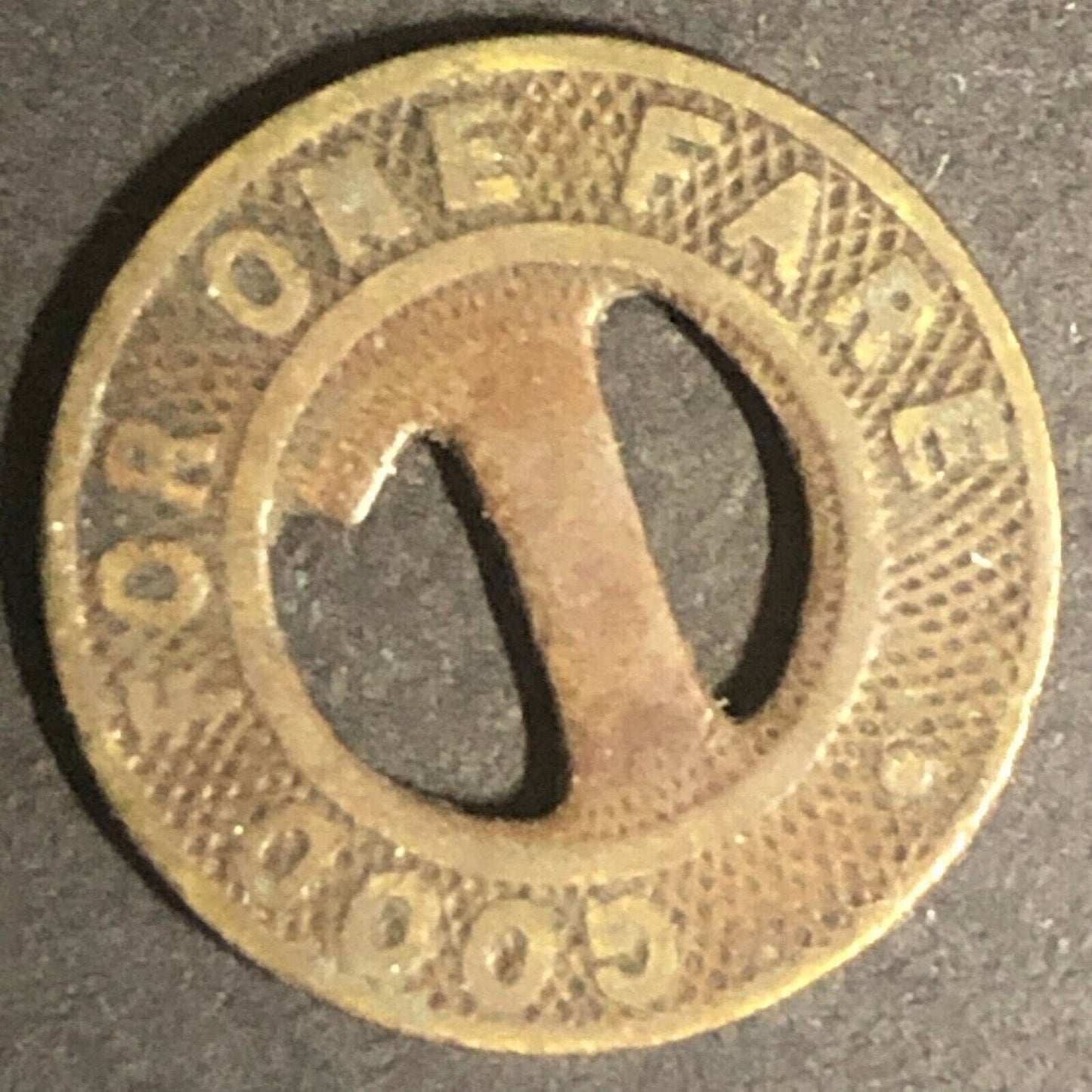 c1940's 16mm Louisville Railway Co. G/F One Fare Transit Token Kentucky (1454)