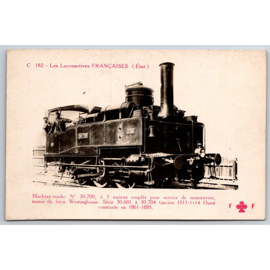 French Railroad RPPC* Postcard Machine Tender 30-700" C 182 c1910 F. Fleury