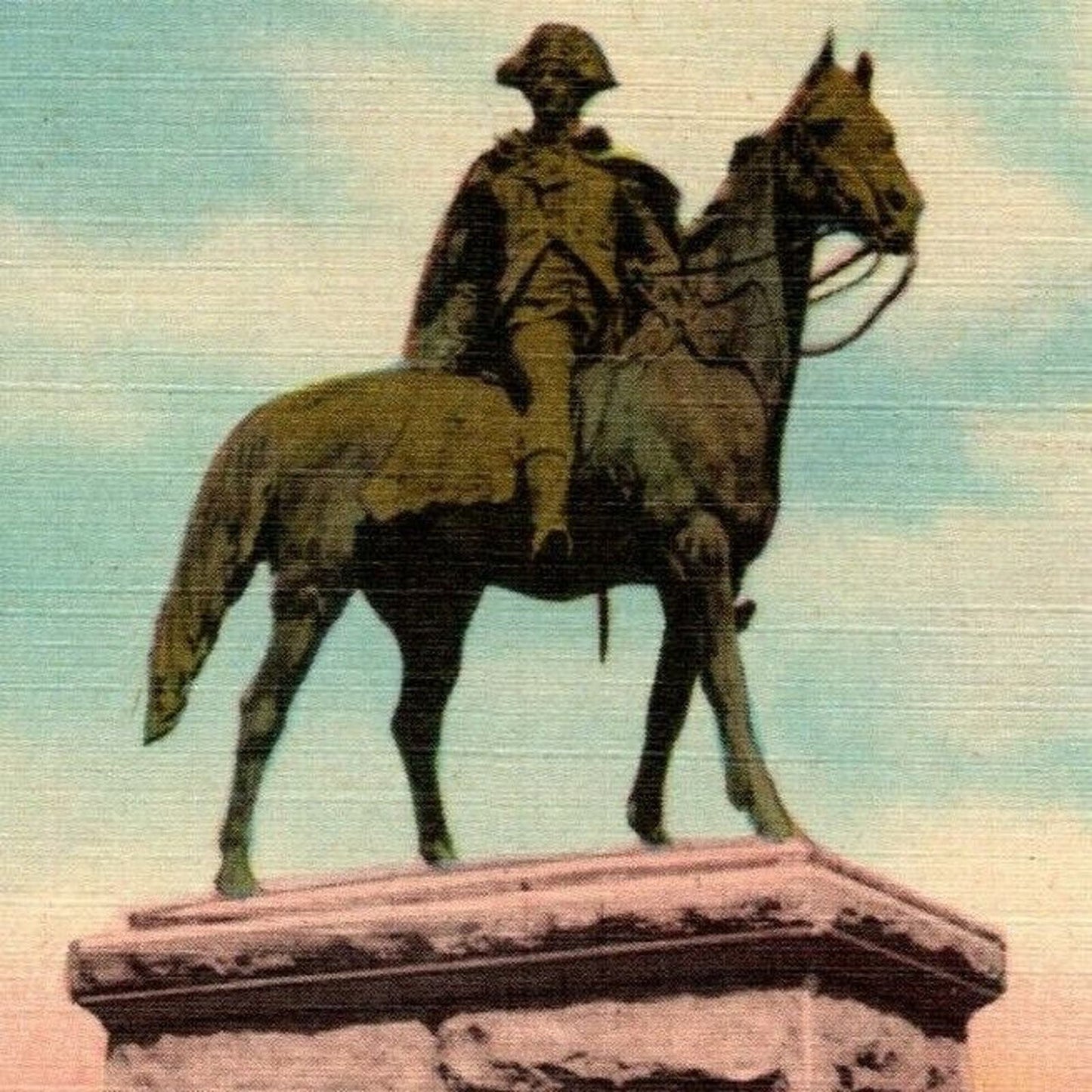 Vintage Linen Postcard Major General Anthony Wayne Statue Valley Forge, PA VGC