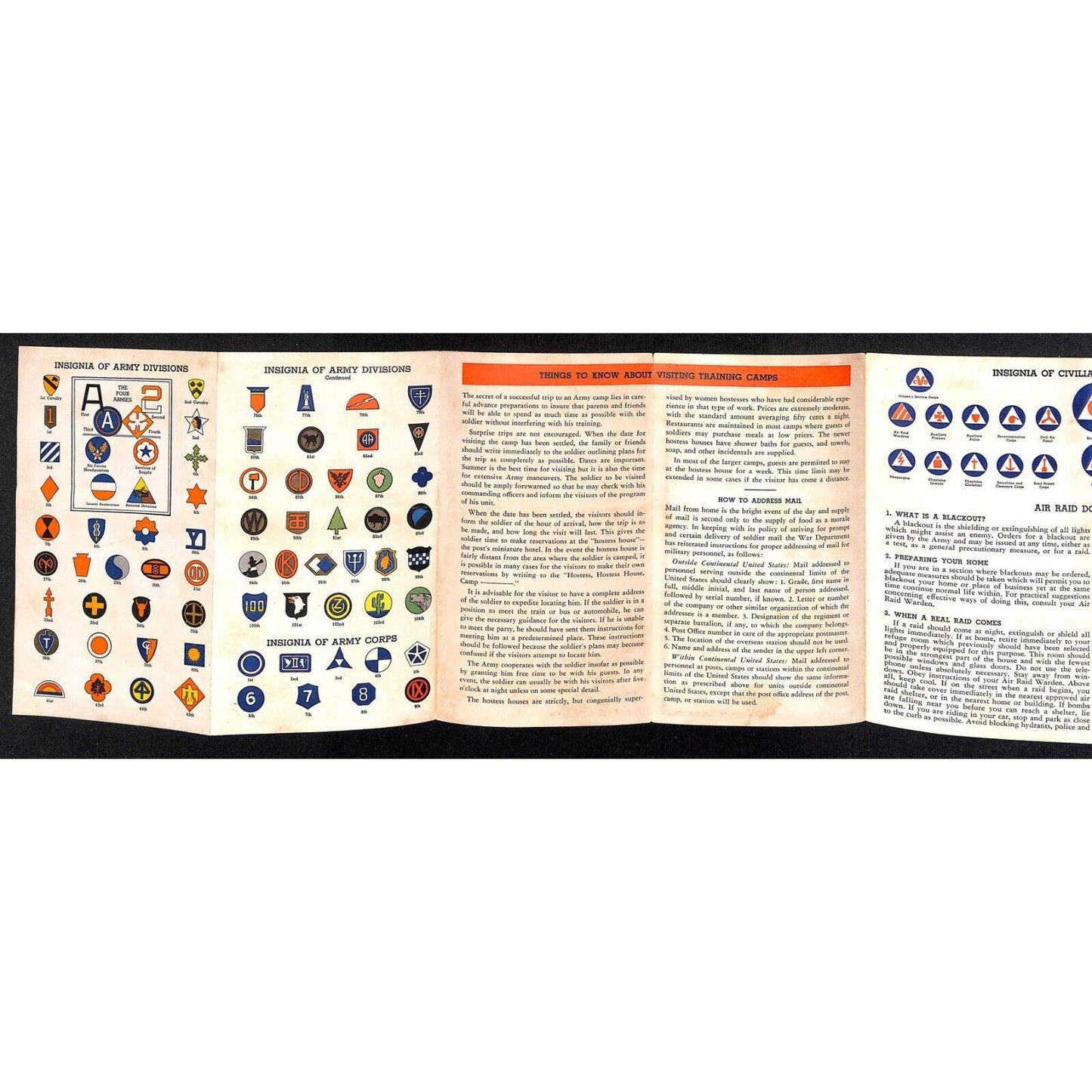 1942 Army Navy Marine Corps Coast Guard Who's Who Fold-Out Insignia ID Guide