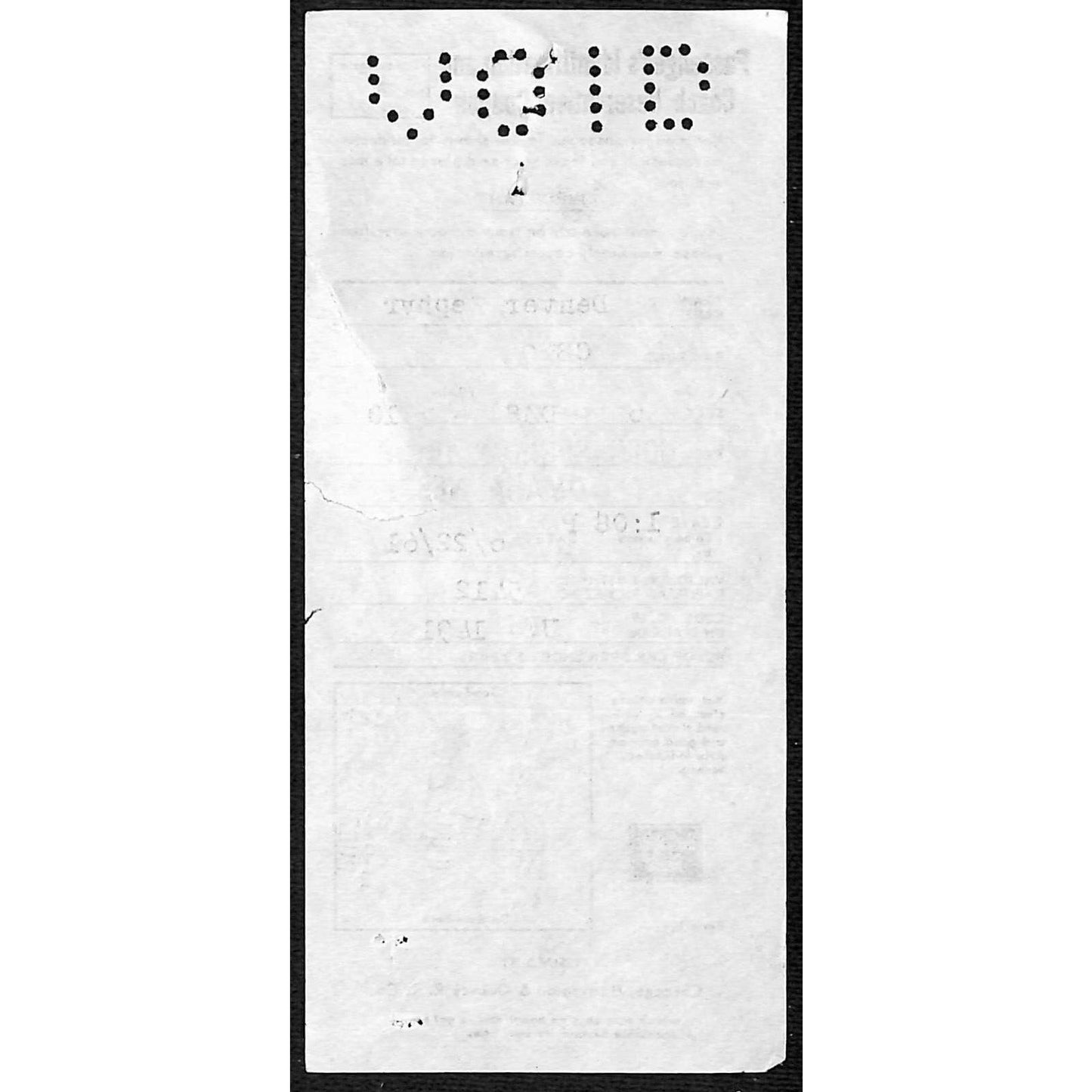 1961 Chicago, Burlington & Quincy Railroad ID and Coach Reservation Coupon