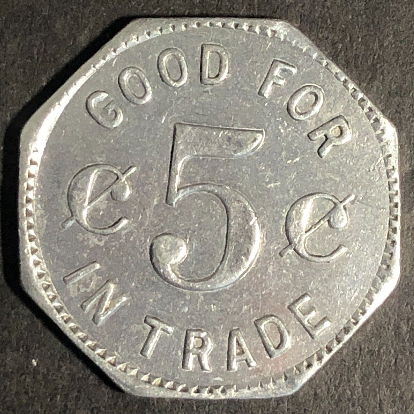 Henry's 6811 No. Clark St (Chicago) Alum G/F 5c Trade Token Hexagon - 23mm