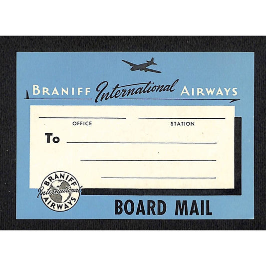 Braniff International Airways "Board Mail" Gum Label c1950's VGC