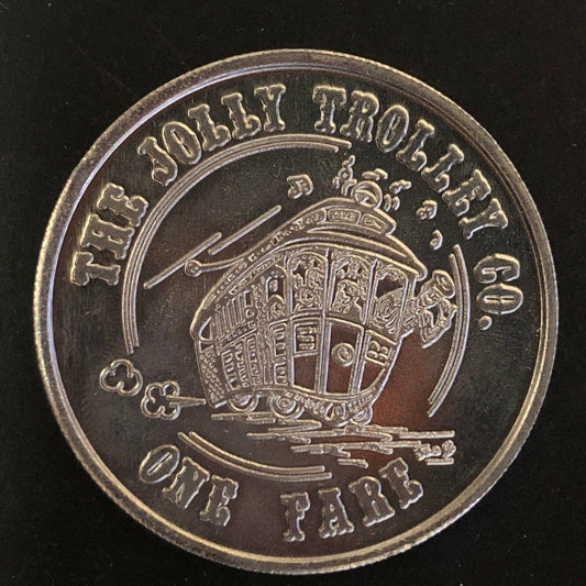 c1980's-90's Aluminum Clearwater, FL "The Jolly Trolley" Token 39mm One-Way