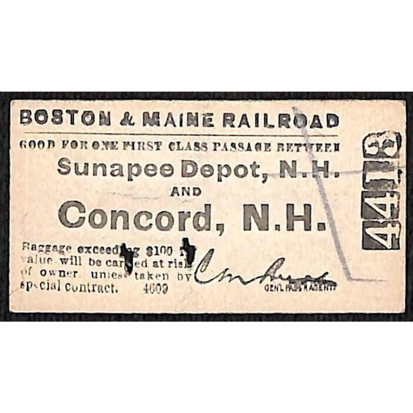 Boston & Maine Railroad Ticket 1916 Concord / Sunapee Depot, NH #4413