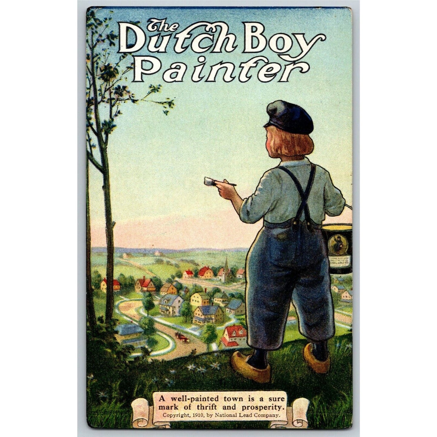 Vintage c1910 Postcard - Dutch Boy Painter "A Well Painted Town" Unposted VGC