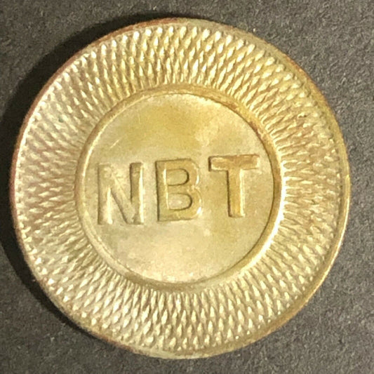 c1940-50's 16mm "NBT" (New Britain Transportation) Brass Transit Token Conn CT
