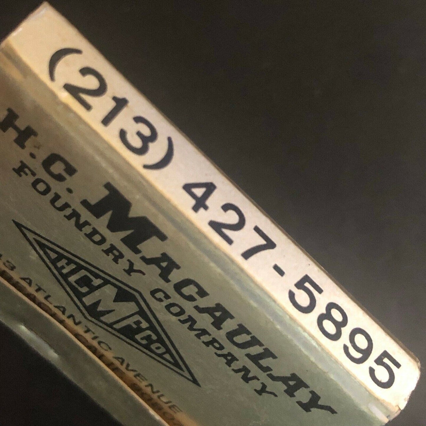 Vintage c1970's-80's Full Matchbook "H.C. Macaulay Foundry" Long Beach Calif.