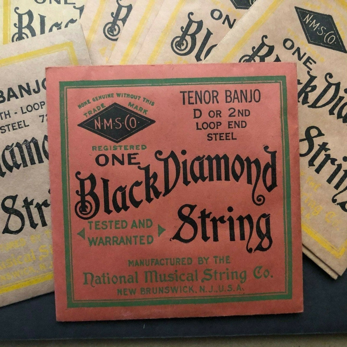 Group of 11 Vintage Empty Black Diamond Banjo String Packages - VGC