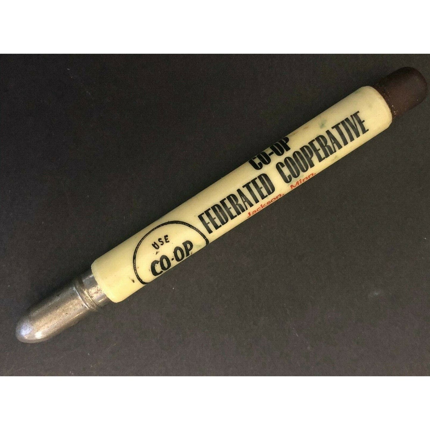 c1930's-40's "Federated CO-OP Jackson, MINN" Advertising Bullet Pencil