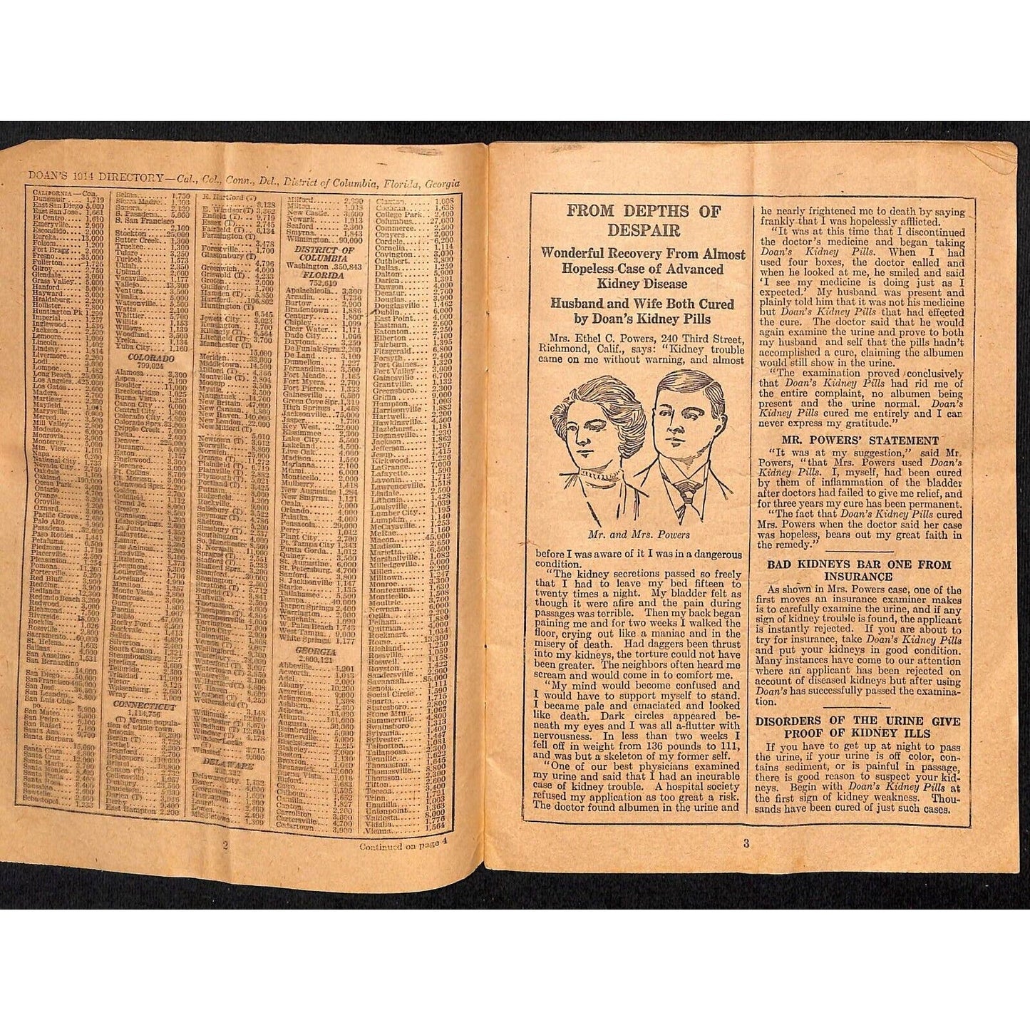 Doan's Directory / U.S. Census of Large Cities Booklet 32pp 1913-14 (Back Pills)