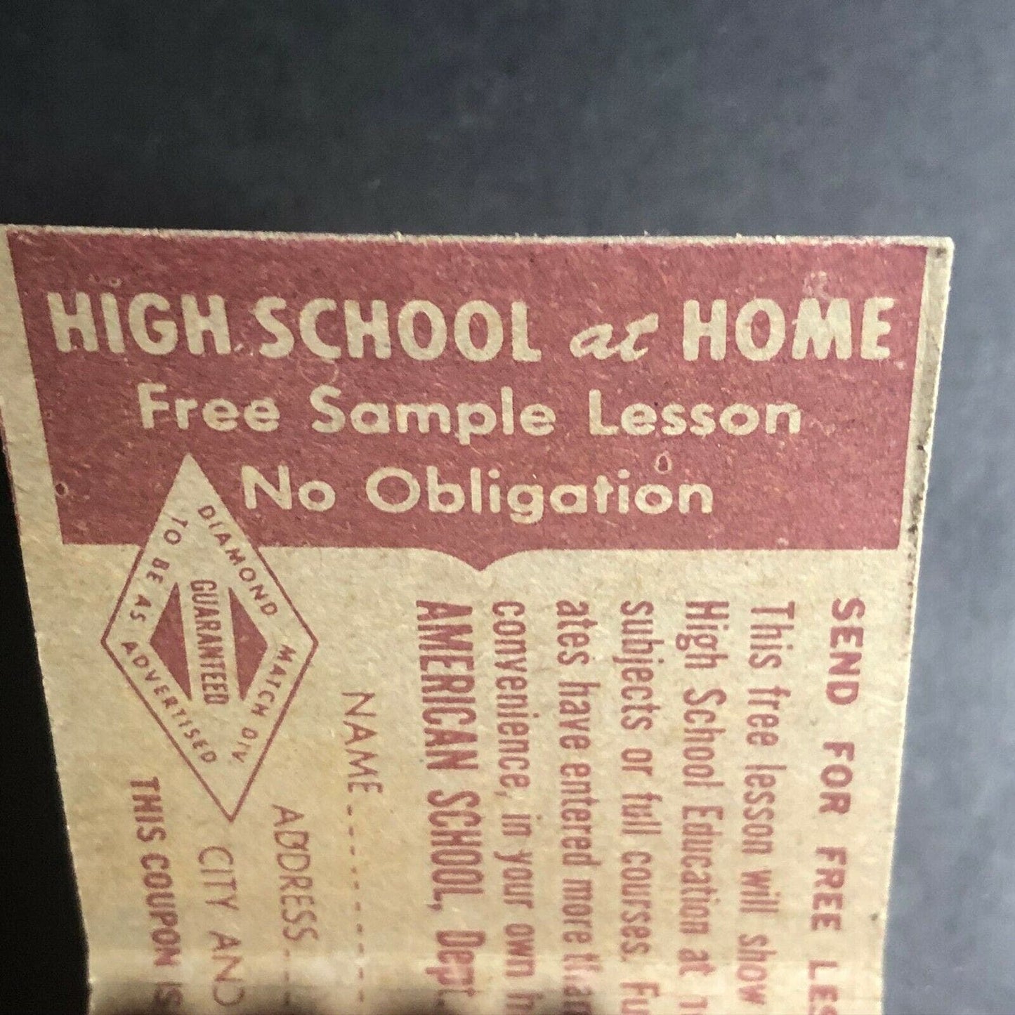 60's-70's Full Matchbook "If You Haven't Finished High School...."