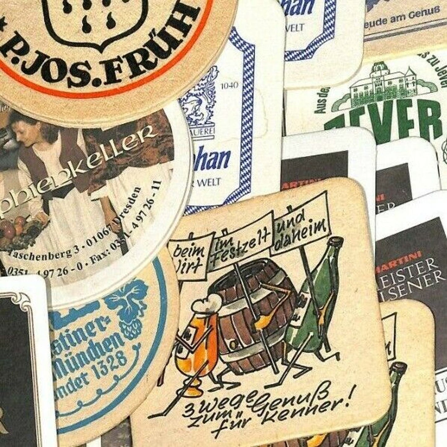 Vintage German Beer Coasters c80's-90's 50pcs Asst. w/ Some Duplicates