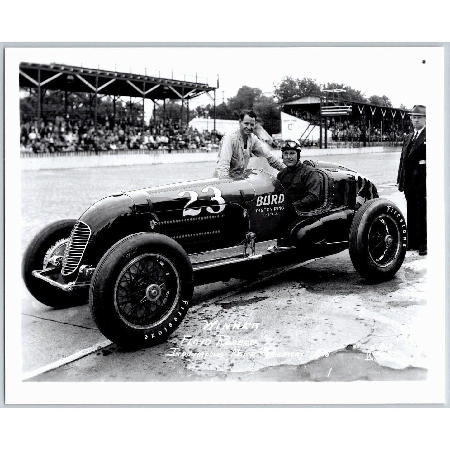 Floyd Roberts Indy 500 Winner 1938 - 8 x 10 Glossy B&W Photograph VGC