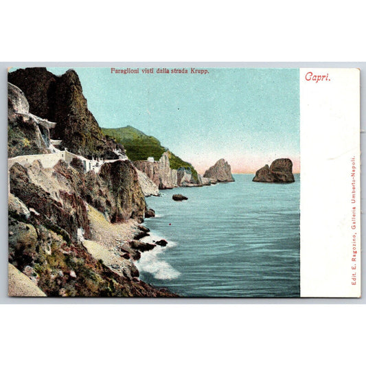 Italian Postcard Capri "Faraglioni Seen From the Krupp Road" c1901-1907