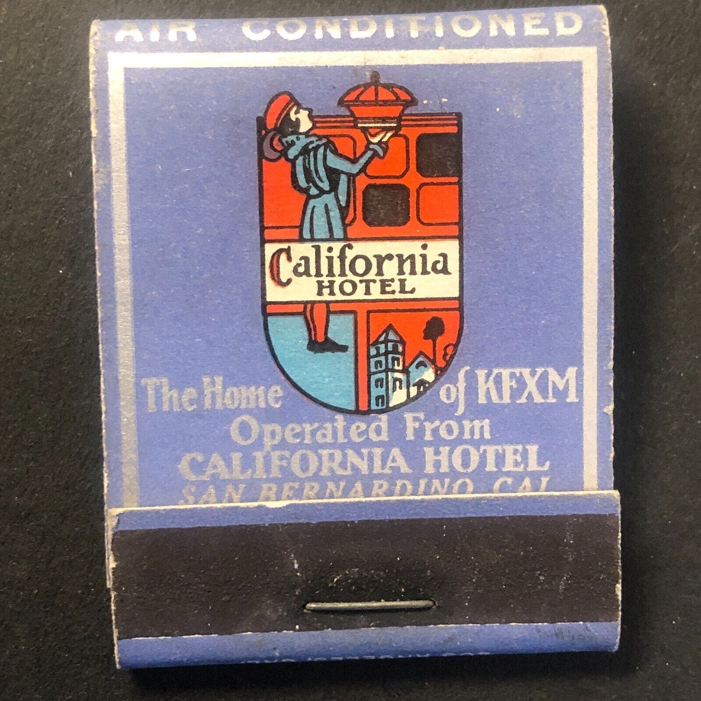 California Hotel San Bernardino KFXM Vintage Full Matchbook c1930's-40's