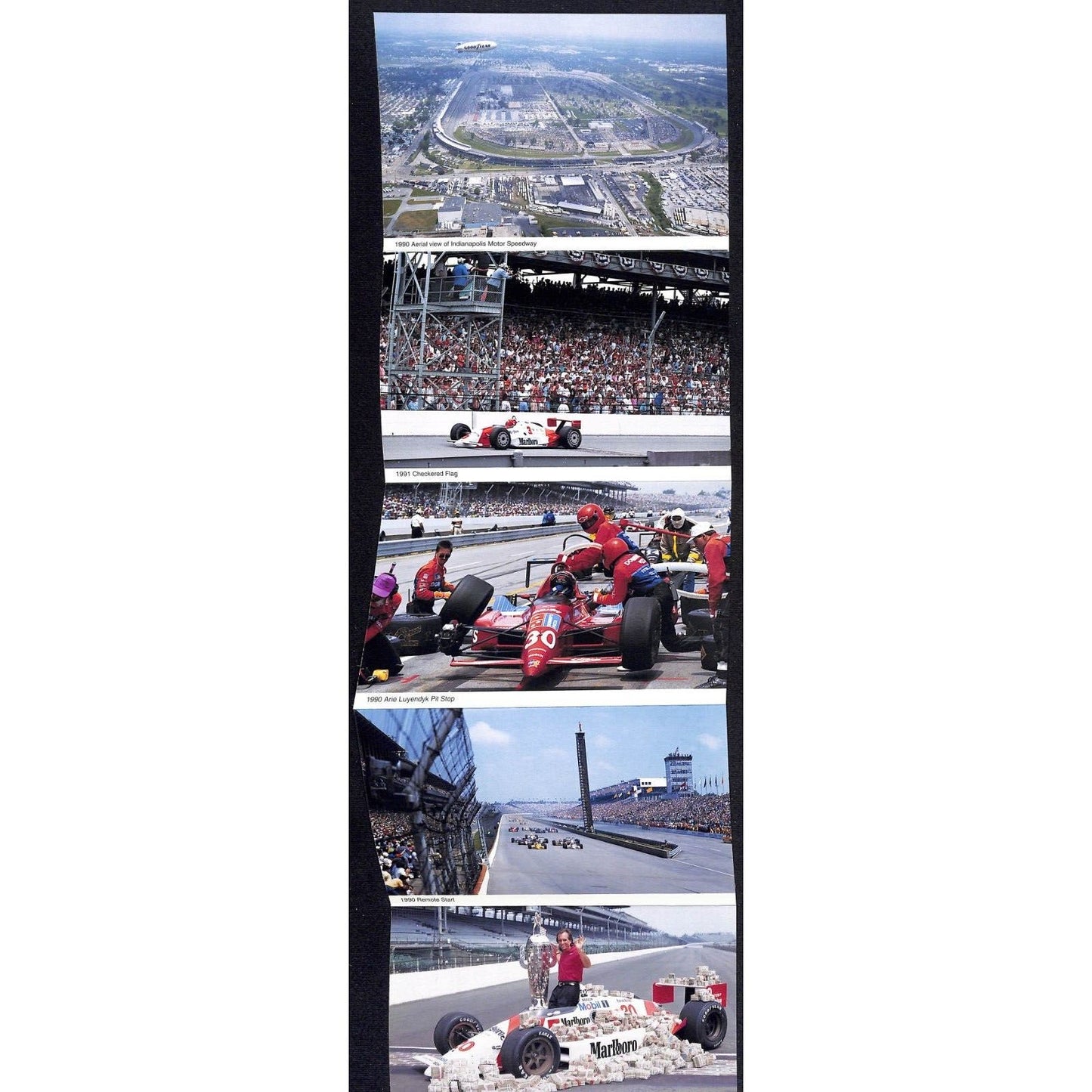 1991 Start Indianapolis 500 Postcard Style Foldout Pack 14 View 7 Panel VGC