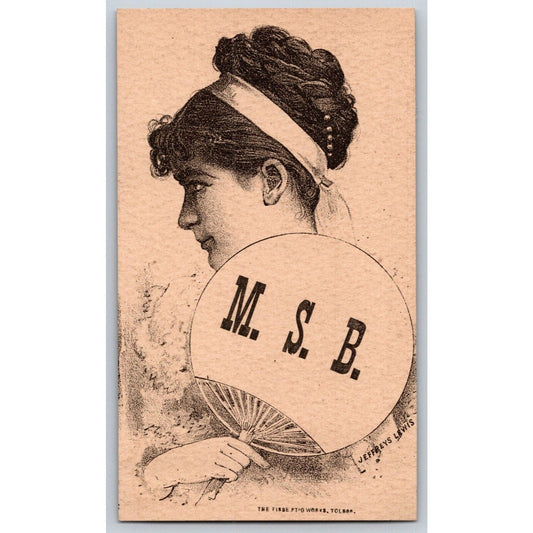 Bosworth, Wells & Co. MSB Corset Marietta, OH Victorian Trade Card Hand Fan