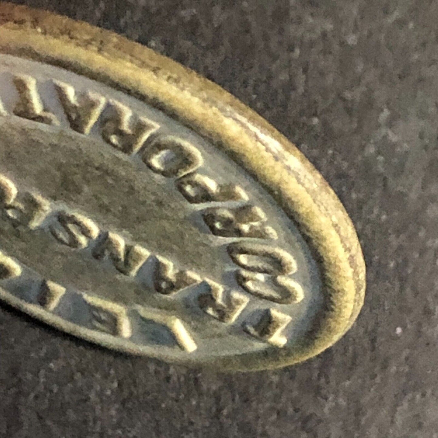 Leigh Transport Corporation 1d. Gray-ish Fiber Transit Token 25.5mm VGC Scarce