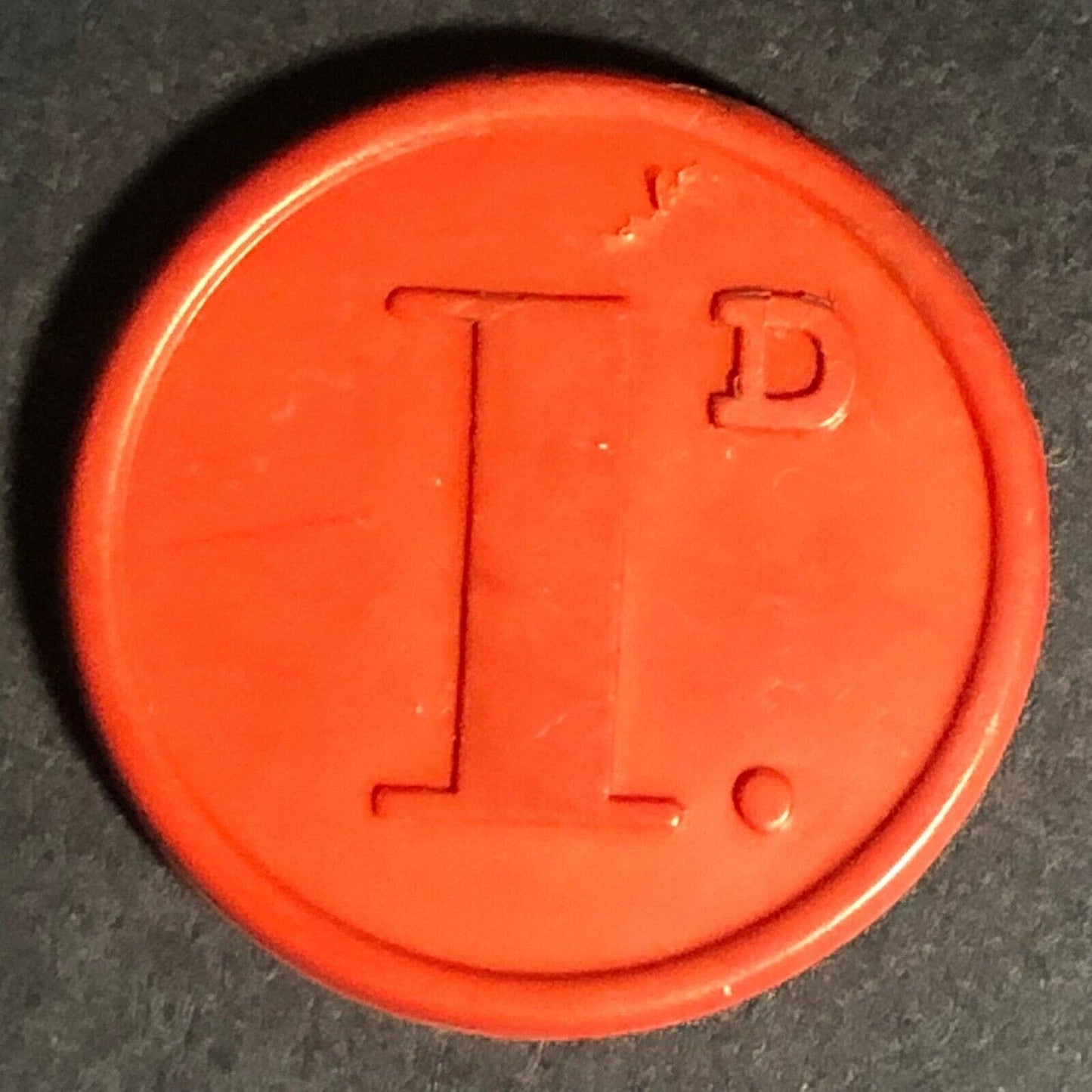 Salford City Transport England Plastic Token Red 1D 21mm c50's-60's