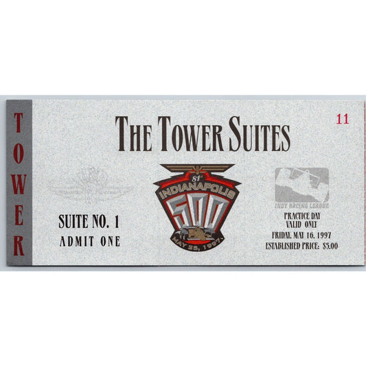 1997 Indy 500 Practice Day Tower Suites Ticket Stub IMS Indianapolis #11