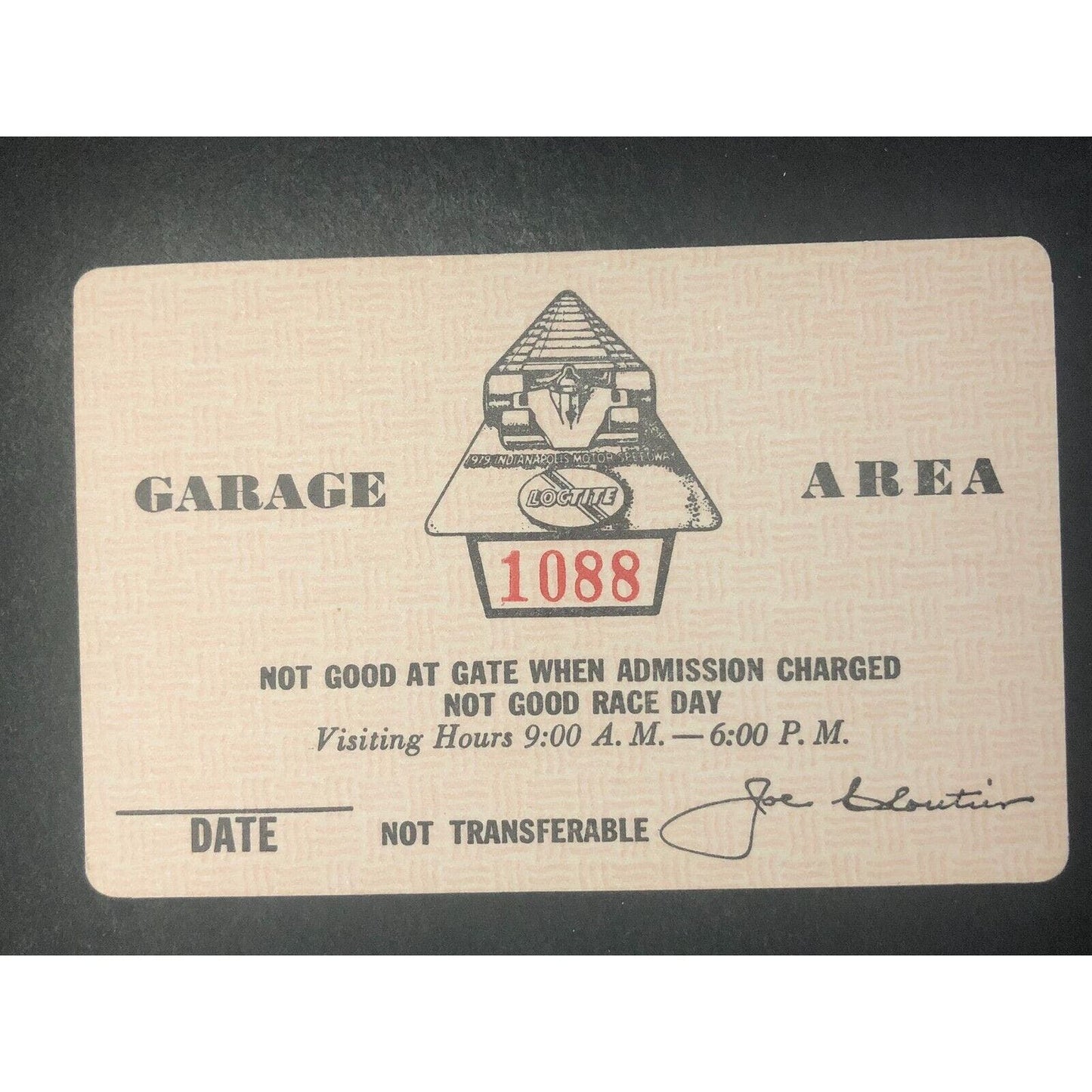 Indianapolis Motor Speedway IMS 1979 Garage Area Pass - Unused #1088