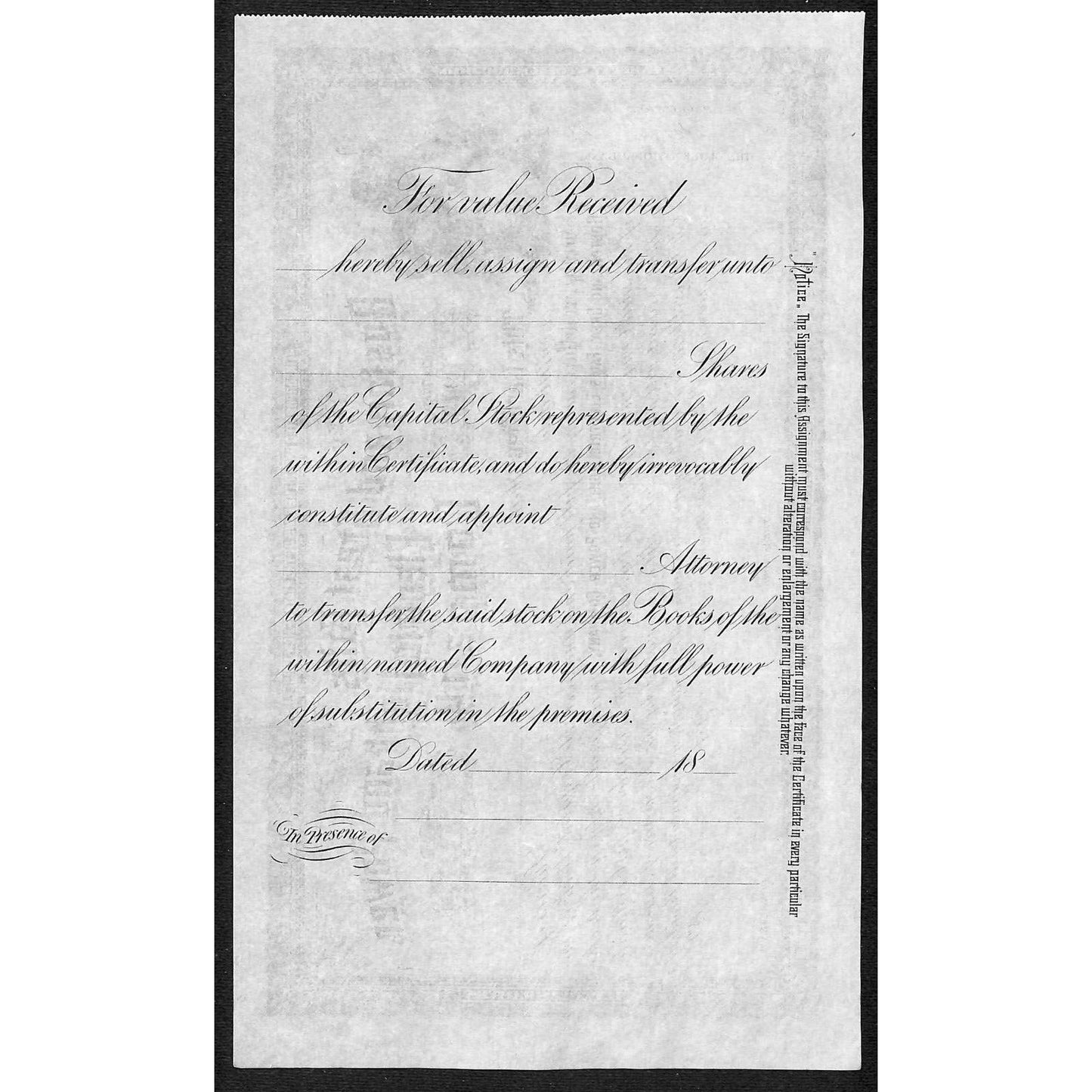 Boston and Great Falls Electric Light and Power Montana c1899 Stock Certificate