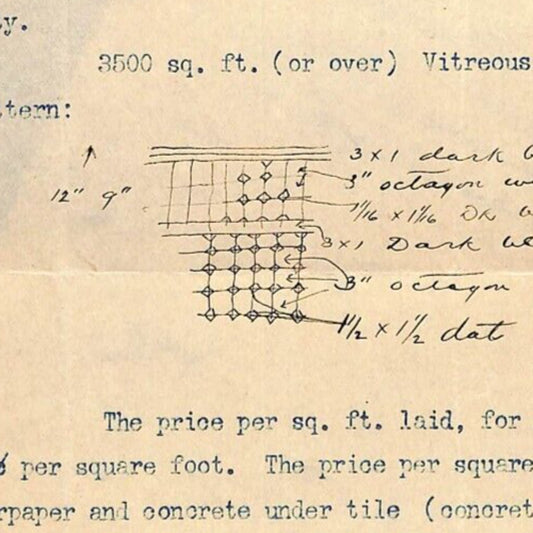 1899 Los Angeles Estimate / Quote for 3,500 sf Tile Job Typed Letter TL 2pp.