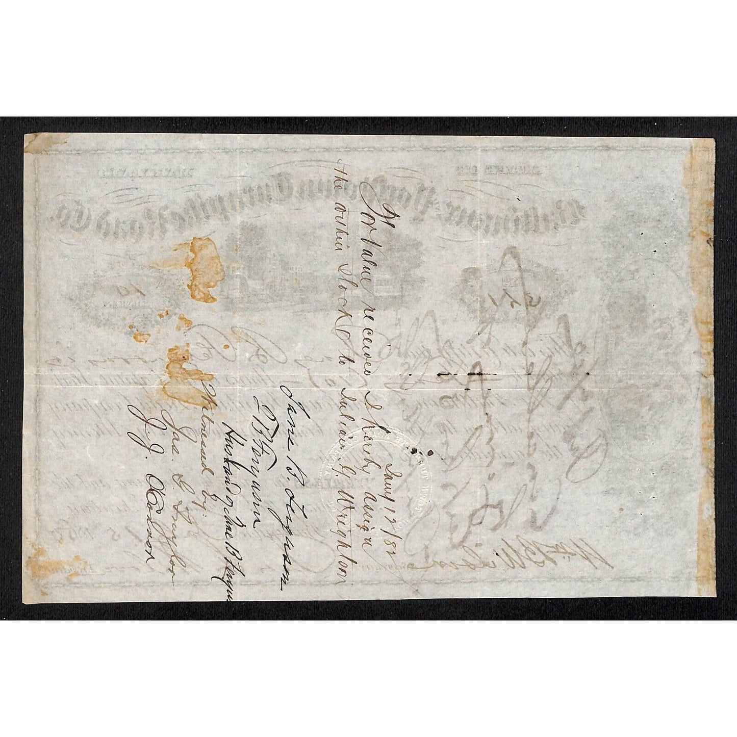 Baltimore and Yorktown Turnpike Road Co. 1880 Stock Certificate #341 Scarce
