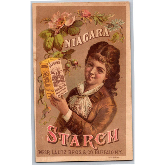 Marsh & Hall Dry Goods Ithaca, NY Victorian Trade Card w/ Woman Holding Product
