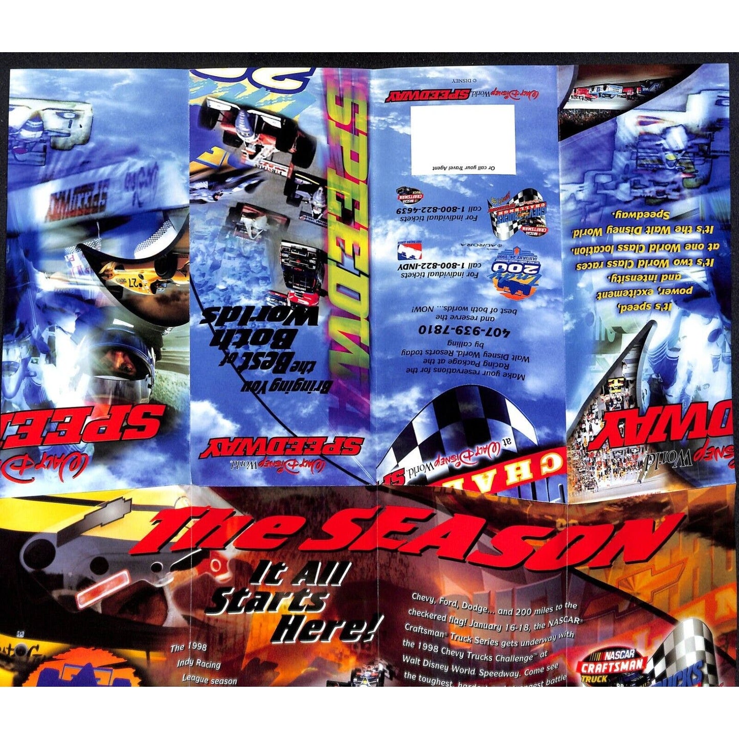 1998 Walt Disney World Speedway Indy 200 Ticket Brochure VGC Scarce 500