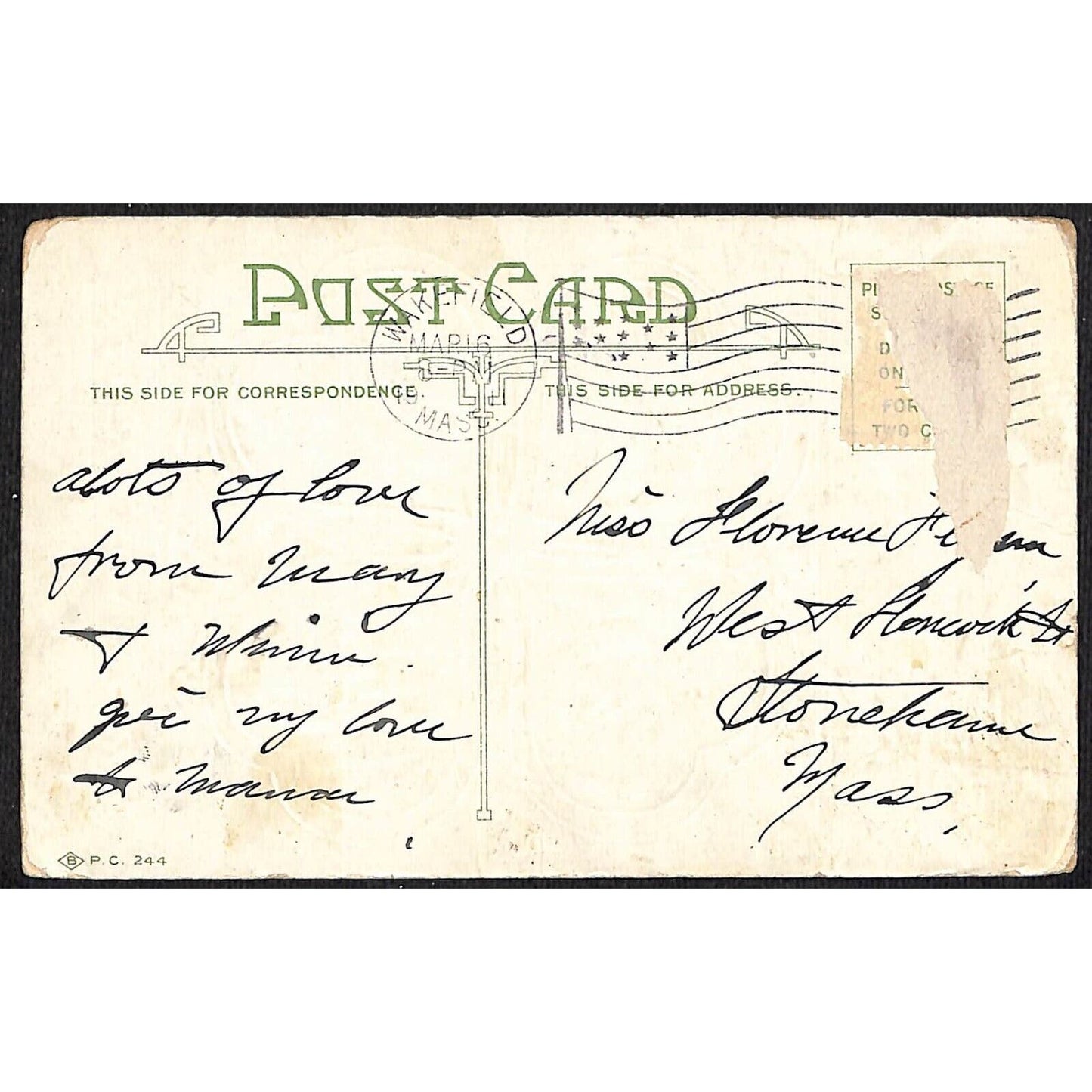 Ireland Forever Postcard Fairhead, Antrim / Clover Cliff Wakefield, MASS 1911 PM