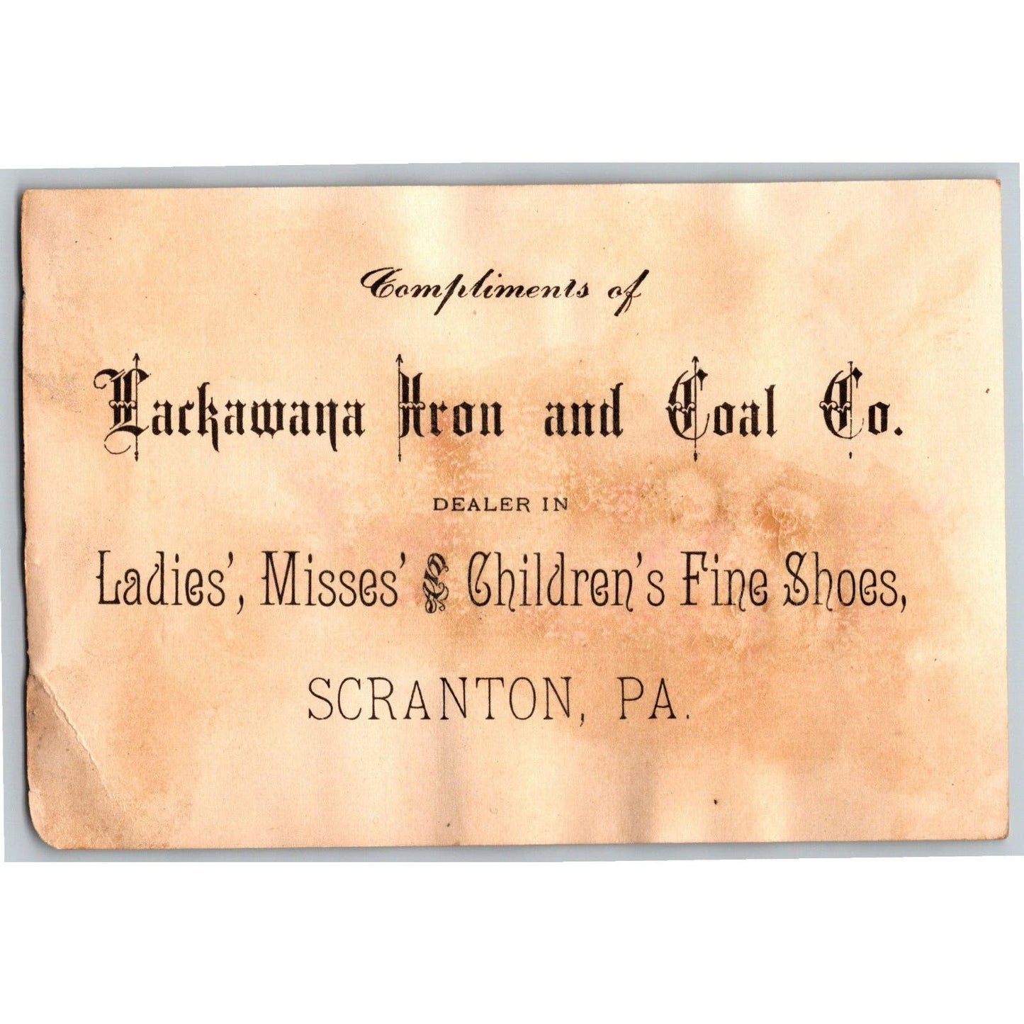 Lackawana Iron and Coal Scranton, PA Victorian Trade Card Girl in Fancy Dress