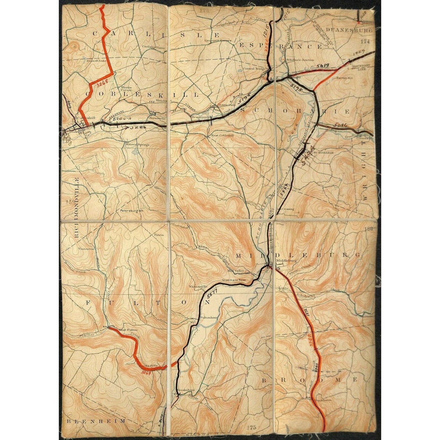 Vintage Official NY State Topographic Map Cobleskill Schoharie Middleburg