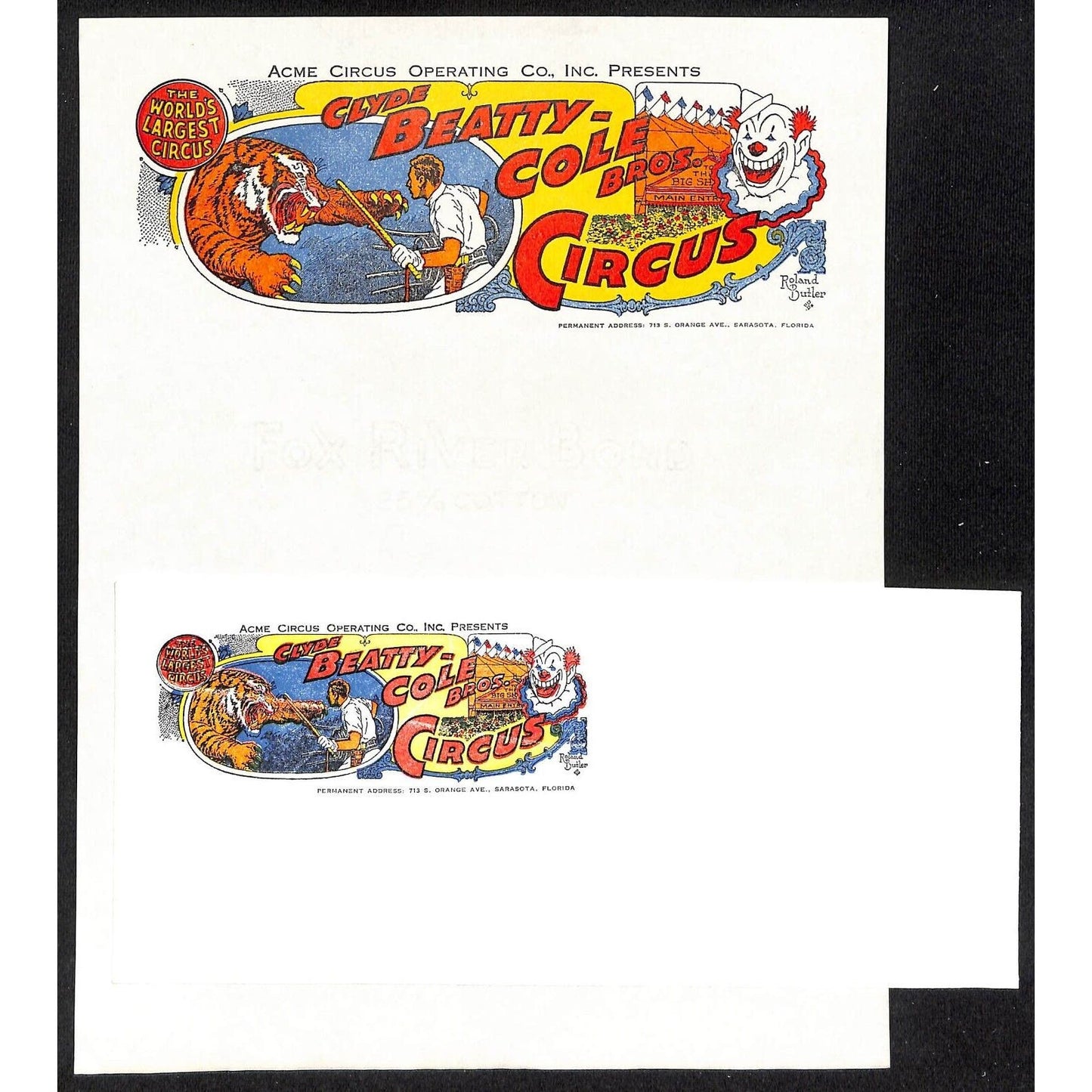 Clyde Bailey Bros. Circus Letterhead & Cover c1965 Unused VGC