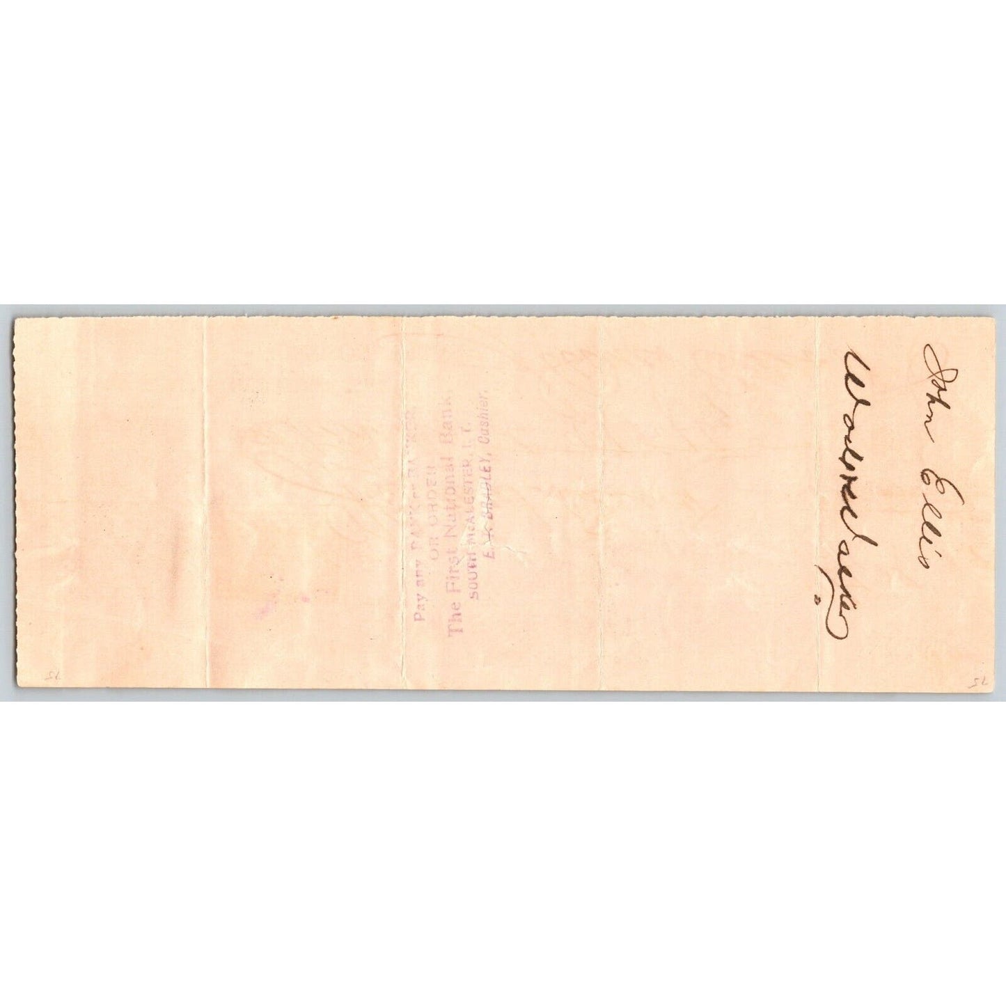 Krebs, OK 1899 Indian Territory James Elliott Cross Ties & Timbers Check Scarce