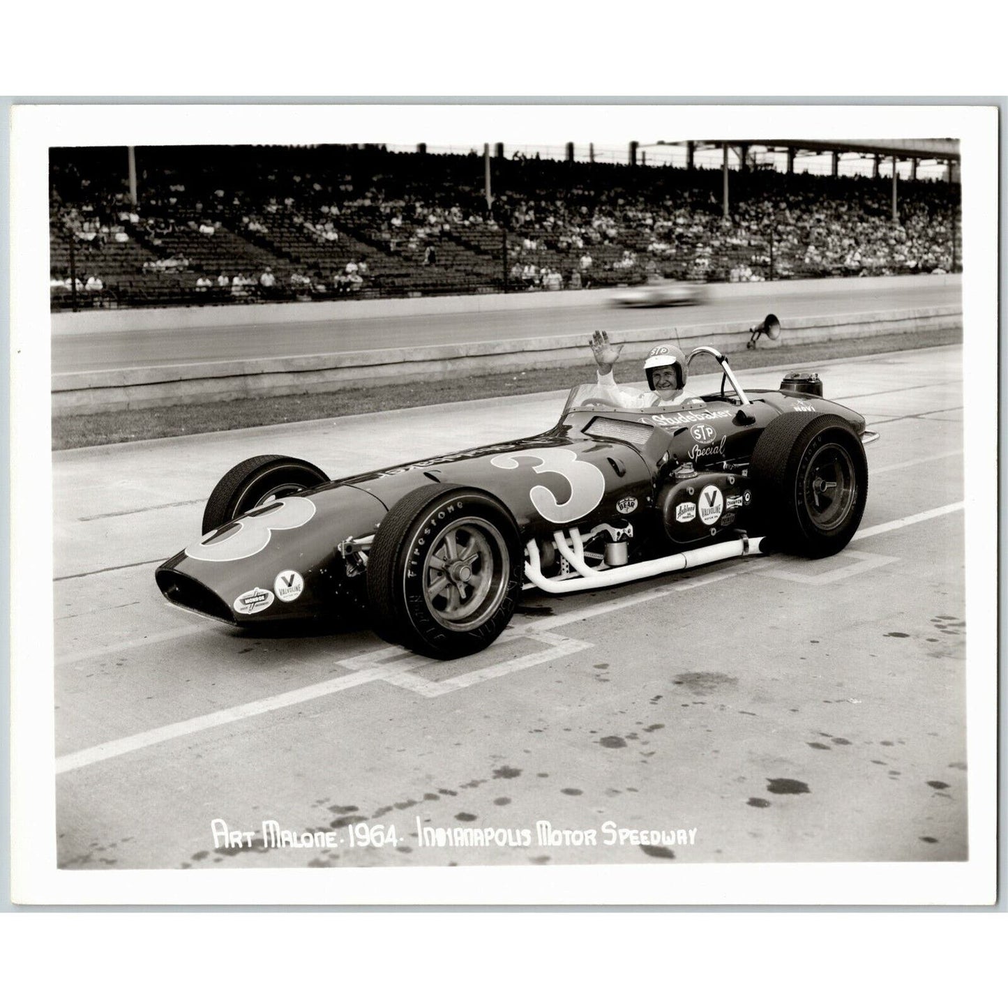 Indy 500 1964 Art Malone / Novi Hot Glossy 8x10 B&W Original Photo - Stamped