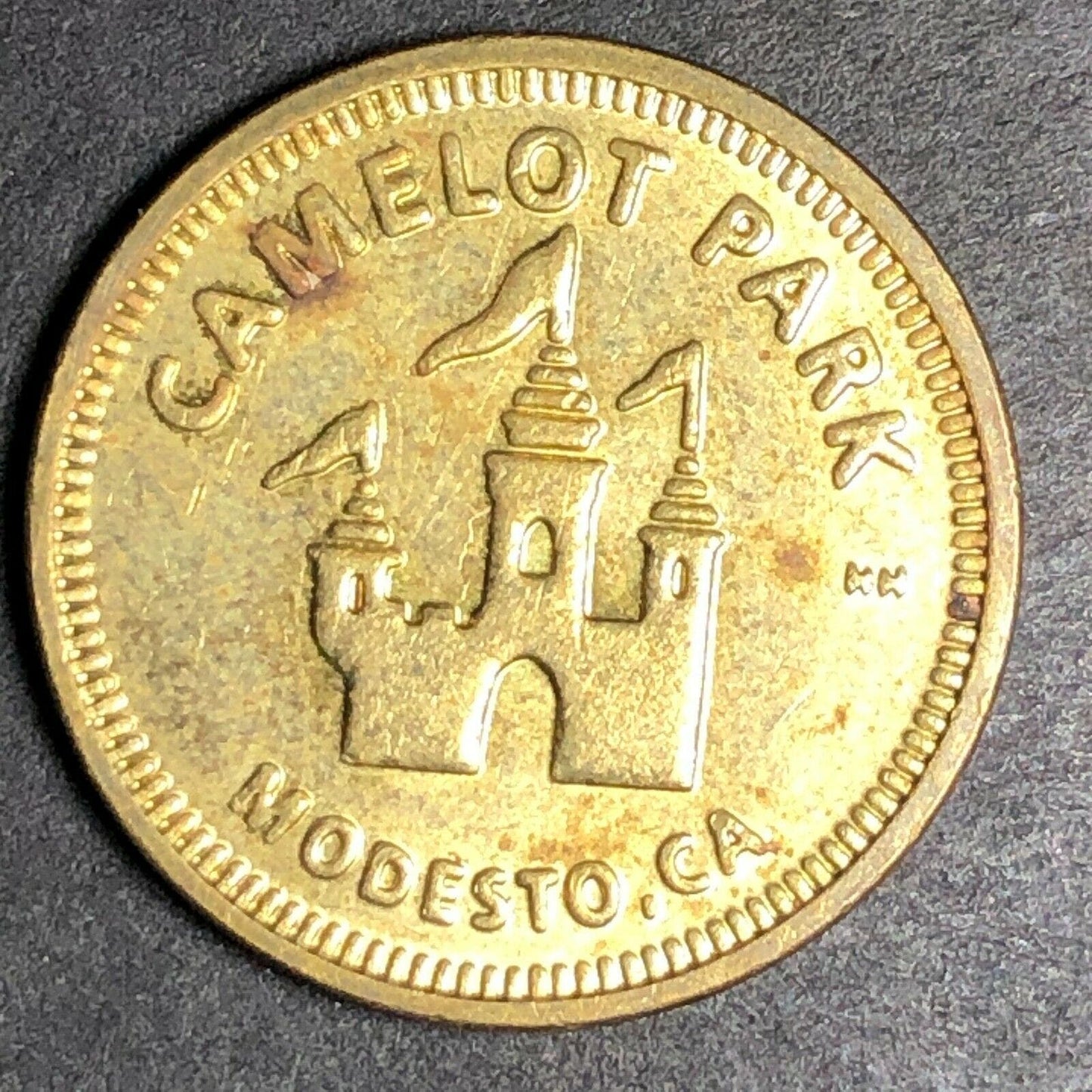 22.8mm Vintage Pepsi Camelot Park Brass Token - Modesto, CA