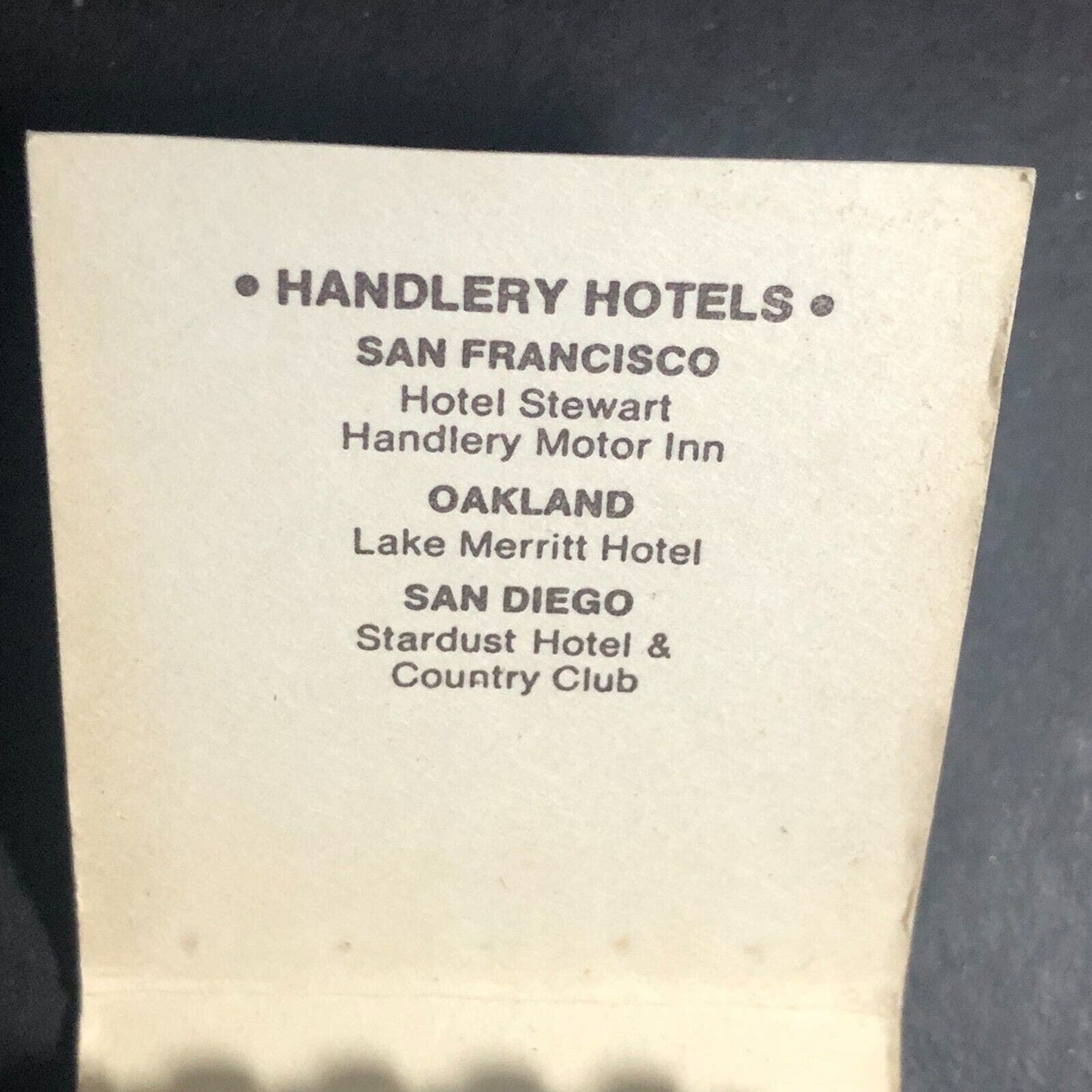 Handlery Hotels San Diego Oakland San Francisco Full Matchbook c1975-85