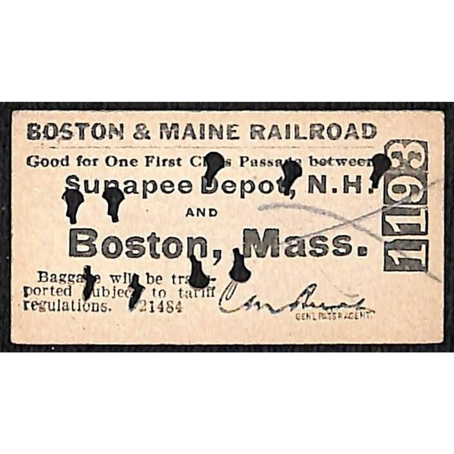 Boston & Maine Railroad Ticket 1916 Sunapee Depot, NH #1193