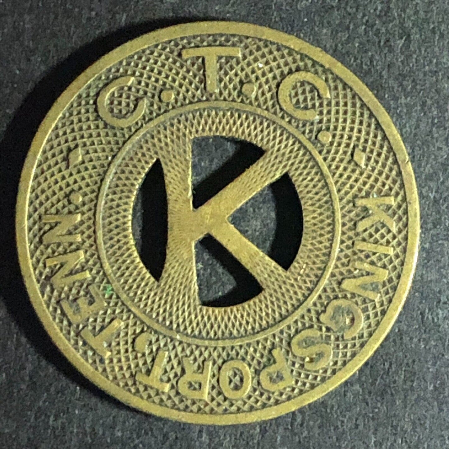 C.T.C Kingsport, TENN G/F One Fare - Zone 1 "Hanging K" Token 23mm Scarce